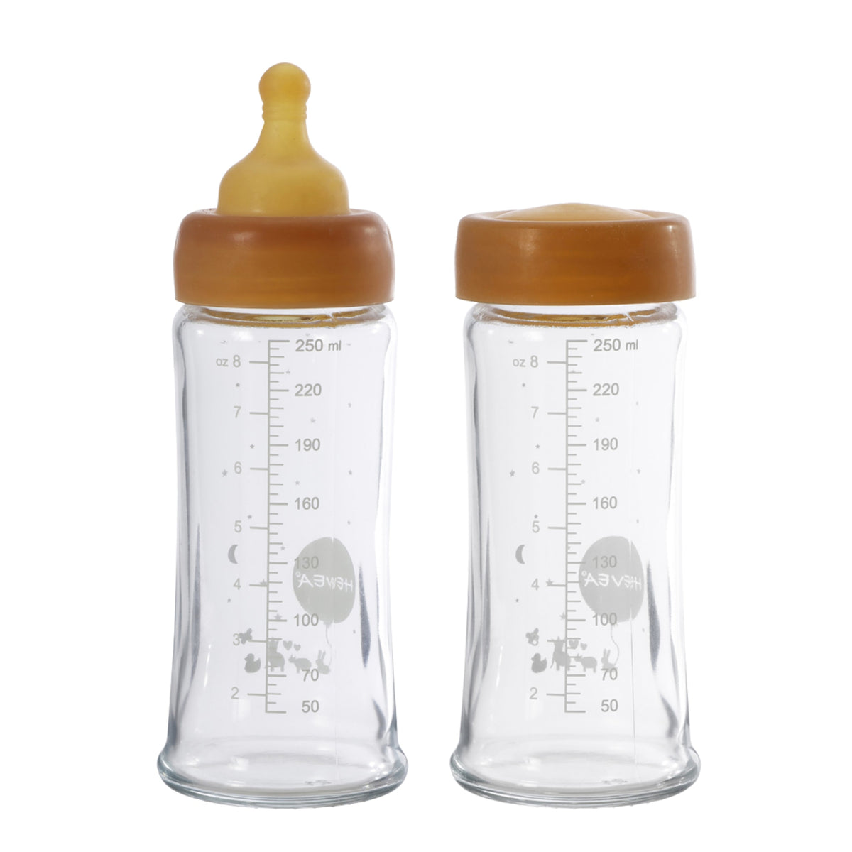 Wide Neck Baby Glass Bottles 250ml/8.5oz Two-Pack –